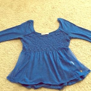 Blue lace blouse